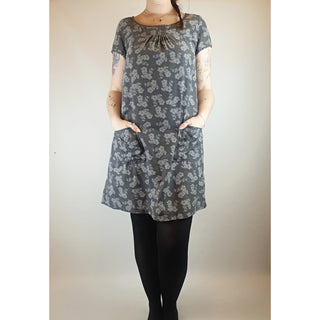 Seasalt grey fine cord dress with subtle lighter grey floral print size 14 (best fits size 12) Seasalt preloved second hand clothes 2