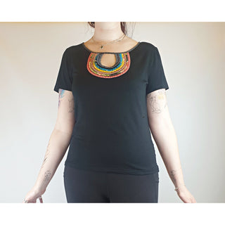 Maiocchi black tee shirt with lovely front detail size 12 Maiocchi preloved second hand clothes 1