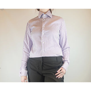 Rhodes & Beckett purple and white virticle striped work shirt size L (best fits 12) Unknown preloved second hand clothes 2