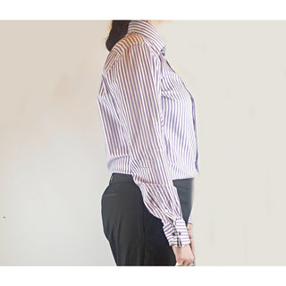 Rhodes & Beckett purple and white virticle striped work shirt size L (best fits 12) Unknown preloved second hand clothes 3