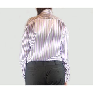 Rhodes & Beckett purple and white virticle striped work shirt size L (best fits 12) Dear Little Panko preloved secondhand 5