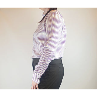 Rhodes & Beckett purple and white virticle striped work shirt size L (best fits 12) Unknown preloved second hand clothes 4