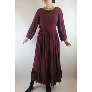 Obus deep magenta purple wrap style maxi dress size 1 (best fits size 8) Obus preloved second hand clothes 1