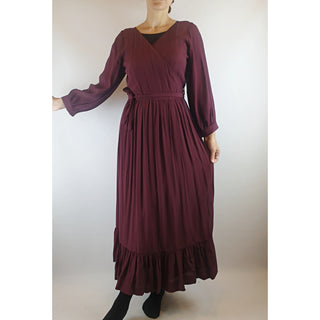 Obus deep magenta purple wrap style maxi dress size 1 (best fits size 8) Obus preloved second hand clothes 5