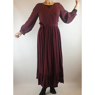 Obus deep magenta purple wrap style maxi dress size 1 (best fits size 8) Obus preloved second hand clothes 4