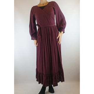 Obus deep magenta purple wrap style maxi dress size 1 (best fits size 8) Obus preloved second hand clothes 3