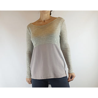 Elk top long sleeve top with split grey wool/lavendar tencil size XS (fits sizes 6-8) Dear Little Panko preloved second hand clothes 1