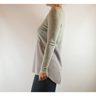 Elk top long sleeve top with split grey wool/lavendar tencil size XS (fits sizes 6-8) Dear Little Panko preloved second hand clothes 4