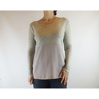 Elk top long sleeve top with split grey wool/lavendar tencil size XS (fits sizes 6-8) Dear Little Panko preloved second hand clothes 2