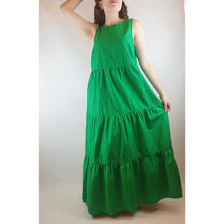 Green sleeveless maxi tiered dress size S (best fits size 10) Dear Little Panko preloved second hand clothes 1