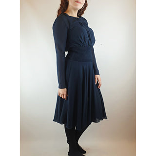 Kate Sylvester navy blue long sleeve pleated dress size S (best fits size 10) Kate Sylvester preloved second hand clothes 5