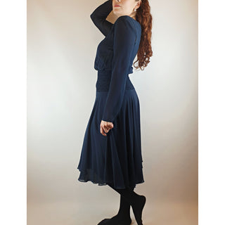 Kate Sylvester navy blue long sleeve pleated dress size S (best fits size 10) Kate Sylvester preloved second hand clothes 6