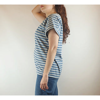 Miranda Murphy blue and white striped tee shirt size S (best fits size 10) Miranda Murphy preloved second hand clothes 4