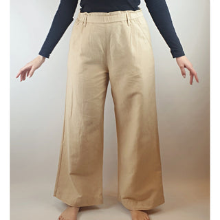 Uniqlo beige flax/cotton wide leg pants with pockets size M (small fit, best fits 10) Uniqlo preloved second hand clothes 2