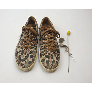 APC brown animal print canvas laceup shoes with leather lining size 38 Dear Little Panko preloved second hand clothes 3