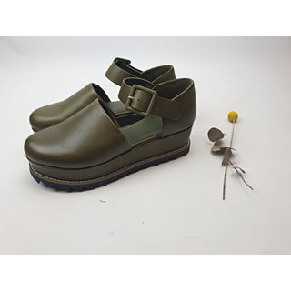 Elk fabulous olive green platform shoes with buckle size 39 Dear Little Panko preloved second hand clothes 1