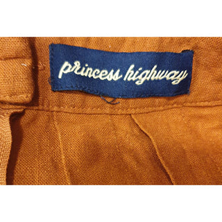 Princess Highway burnt orange linen mix high waisted multi panel skirt size 6 Princess Highway preloved second hand clothes 7