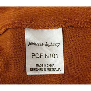 Princess Highway burnt orange linen mix high waisted multi panel skirt size 6 Princess Highway preloved second hand clothes 8