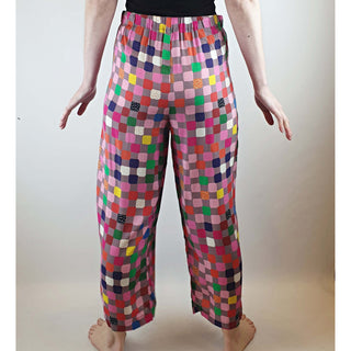 Doops pre-owned colourful square print light weight straight leg pants size XS (best fits size 6) Doops preloved second hand clothes 6