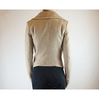 Neutral wool mix cropped jacket with fab front collar best fits size 6 Unknown preloved second hand clothes 8