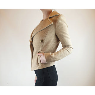 Neutral wool mix cropped jacket with fab front collar best fits size 6 Unknown preloved second hand clothes 7