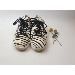 Rollie pony hair brown and white animal print lace up flats size 41 Dear Little Panko preloved second hand clothes 3