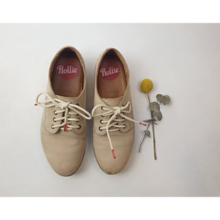 Rollie light tan neubuck leather laceup shoes size 36 Dear Little Panko preloved second hand clothes 1