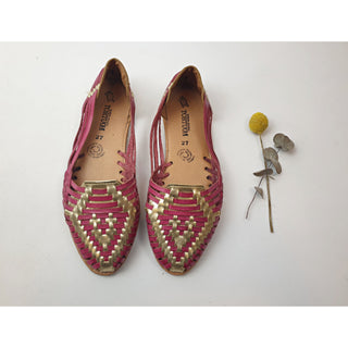 Tortuga red and gold leather slip on style flats best fits size 41 Dear Little Panko preloved second hand clothes 1