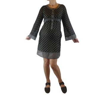 Rich black print cotton/silk long sleeve dress size 8 rich-black-print-cotton-silk-long-sleeve-dress-size-8