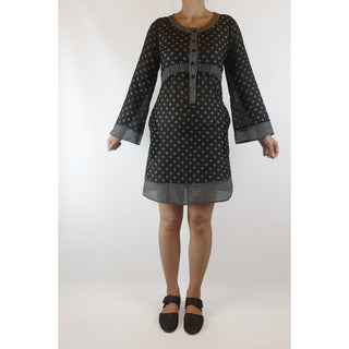 Rich black print cotton/silk long sleeve dress size 8 rich-black-print-cotton-silk-long-sleeve-dress-size-8