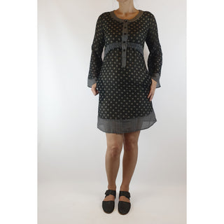 Rich black print cotton/silk long sleeve dress size 8 rich-black-print-cotton-silk-long-sleeve-dress-size-8