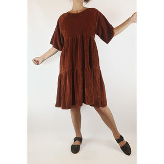 Gorman burnt orange chunky cord oversize dress size 8 Gorman preloved second hand clothes 4