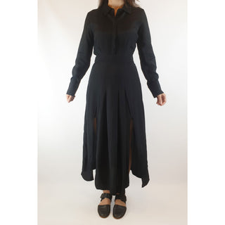 Jump black silky feel long sleeve maxi shirt dress size 10 (small fit, best fits size 8) Jump preloved second hand clothes 1