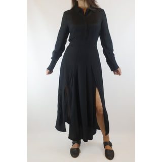 Jump black silky feel long sleeve maxi shirt dress size 10 (small fit, best fits size 8) Jump preloved second hand clothes 3
