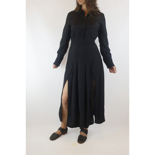 Jump black silky feel long sleeve maxi shirt dress size 10 (small fit, best fits size 8) Jump preloved second hand clothes 5