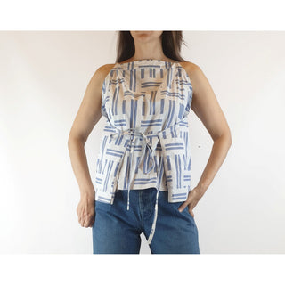 Alpha 60 preloved unique striped print cotton top size XS (best fits size 8) alpha-60-preloved-unique-striped-print-cotton-top-size-xs-best-fits-size-8