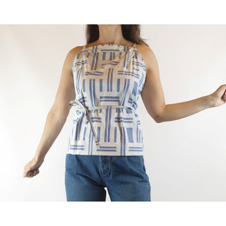 Alpha 60 preloved unique striped print cotton top size XS (best fits size 8) alpha-60-preloved-unique-striped-print-cotton-top-size-xs-best-fits-size-8