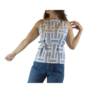 Alpha 60 preloved unique striped print cotton top size XS (best fits size 8) alpha-60-preloved-unique-striped-print-cotton-top-size-xs-best-fits-size-8