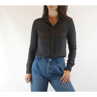 Nude Lucy black silky feel long sleeve shirt size XXS (fits sizes 6 and 8) Nude Lucy preloved second hand clothes 3