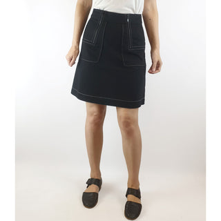 Cue black skirt with contrasting white stitching size 8 Cue preloved second hand clothes 3