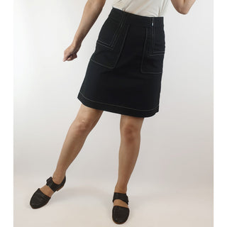 Cue black skirt with contrasting white stitching size 8 Cue preloved second hand clothes 1
