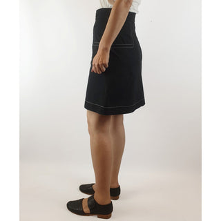 Cue black skirt with contrasting white stitching size 8 Cue preloved second hand clothes 4