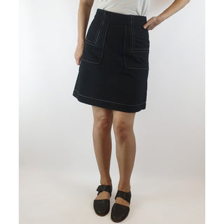 Cue black skirt with contrasting white stitching size 8 Cue preloved second hand clothes 5