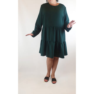 Asos forest green long sleeve dress with two tiers size UK24 (best fits sizes 18-20) Dear Little Panko preloved second hand clothes 1