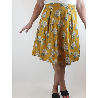 Princess Highway mustard a-line skirt with floral print size 16 Princess Highway preloved second hand clothes 2