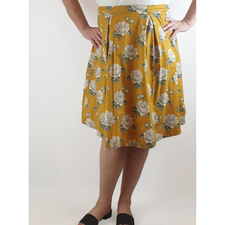 Princess Highway mustard a-line skirt with floral print size 16 Princess Highway preloved second hand clothes 4