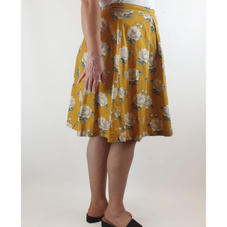 Princess Highway mustard a-line skirt with floral print size 16 Princess Highway preloved second hand clothes 6