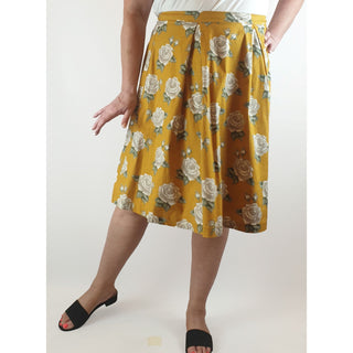 Princess Highway mustard a-line skirt with floral print size 16 Princess Highway preloved second hand clothes 3