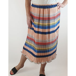 Handpicked by Birds colourful horizontal striped and pleated skirt size 22 (best fits size 18-20) Dear Little Panko preloved second hand clothes 2