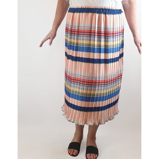 Handpicked by Birds colourful horizontal striped and pleated skirt size 22 (best fits size 18-20) Dear Little Panko preloved second hand clothes 4